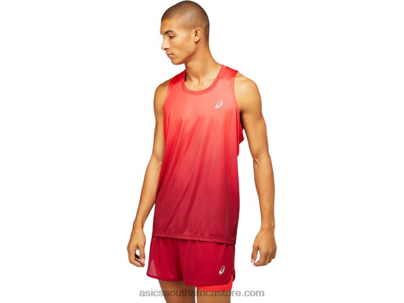 Men Asics Kasane Singlet LH4X01798 Electric Red/Burgundy