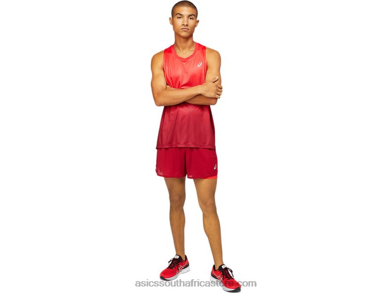 Men Asics Kasane Singlet LH4X01798 Electric Red/Burgundy