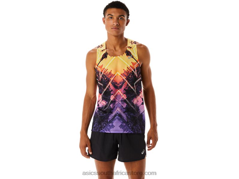 Men Asics Marathon Singlet LH4X0252 Light Orange/Orange Pop/Amethyst