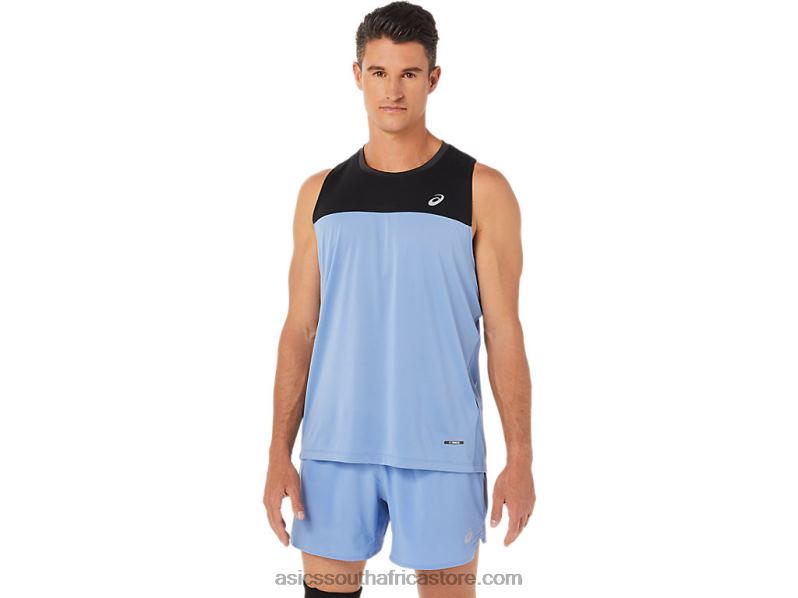 Men Asics Race Singlet LH4X01332 Performance Black/Blue Harmony