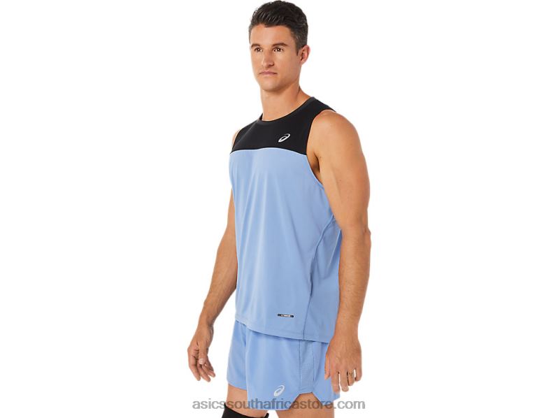 Men Asics Race Singlet LH4X01332 Performance Black/Blue Harmony