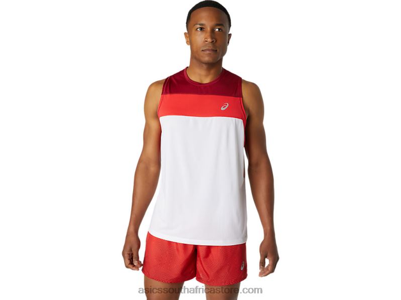 Men Asics Race Singlet LH4X01737 Brilliant White/Burgundy