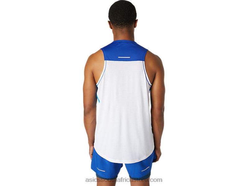 Men Asics Race Singlet LH4X01746 Brilliant White/Monaco Blue