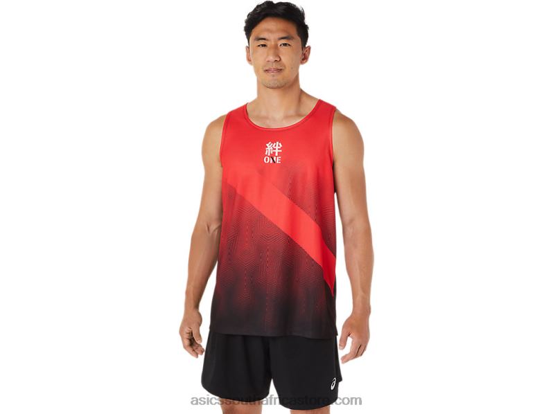 Men Asics Singlet LH4X01648 Electric Red