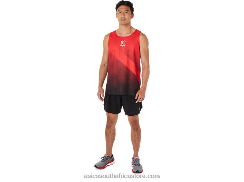 Men Asics Singlet LH4X01648 Electric Red