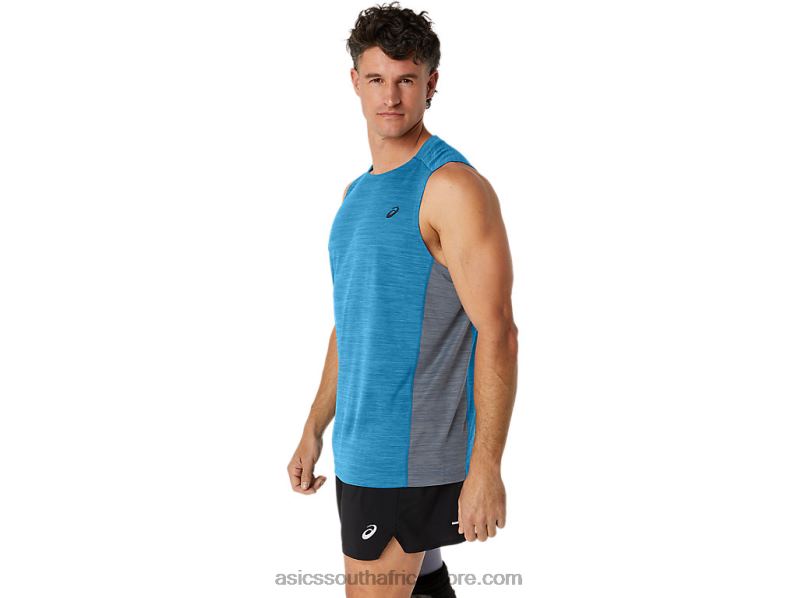 Men Asics Train Sana Muscle Tank LH4X017 Island Blue/Sheet Rock