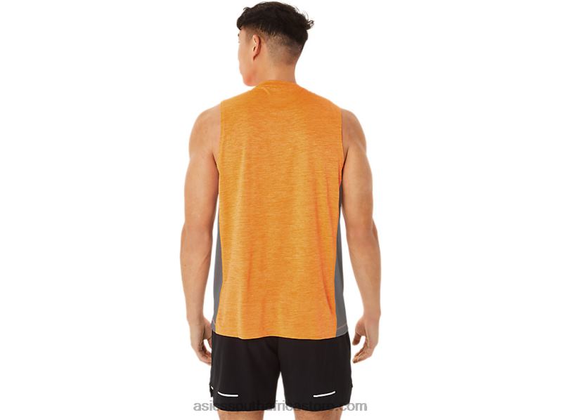 Men Asics Train Sana Muscle Tank LH4X018 Orange Pop/Sheet Rock