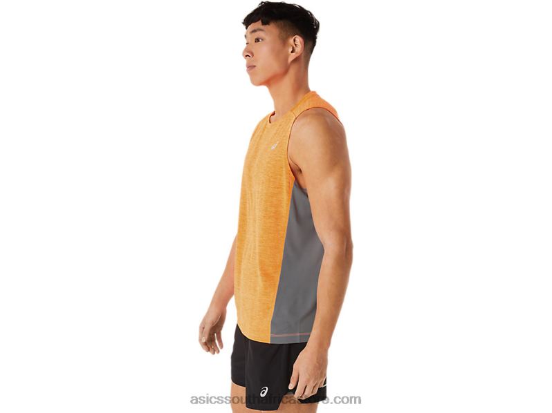 Men Asics Train Sana Muscle Tank LH4X018 Orange Pop/Sheet Rock