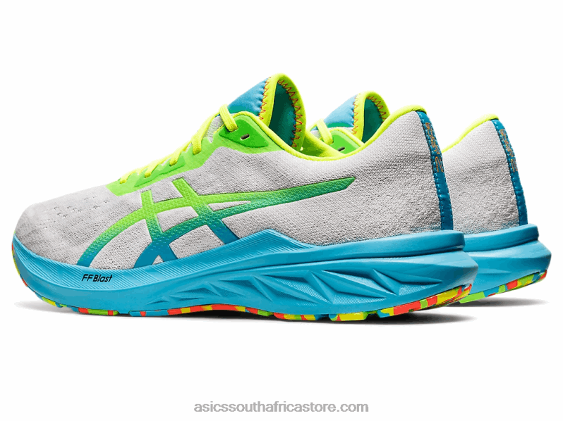 Men Asics Dynablast 2 LH4X01738 White/Green Gecko