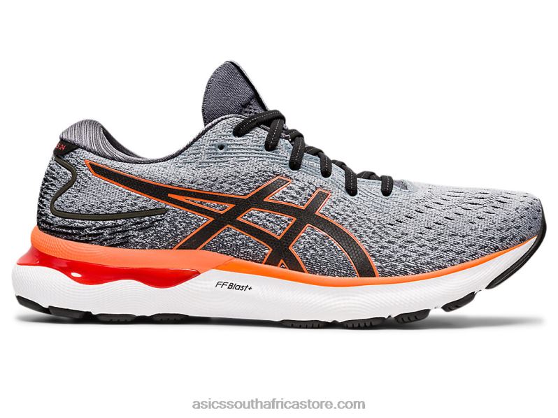 Men Asics Gel-Nimbus 24 LH4X01558 Sheet Rock/Shocking Orange