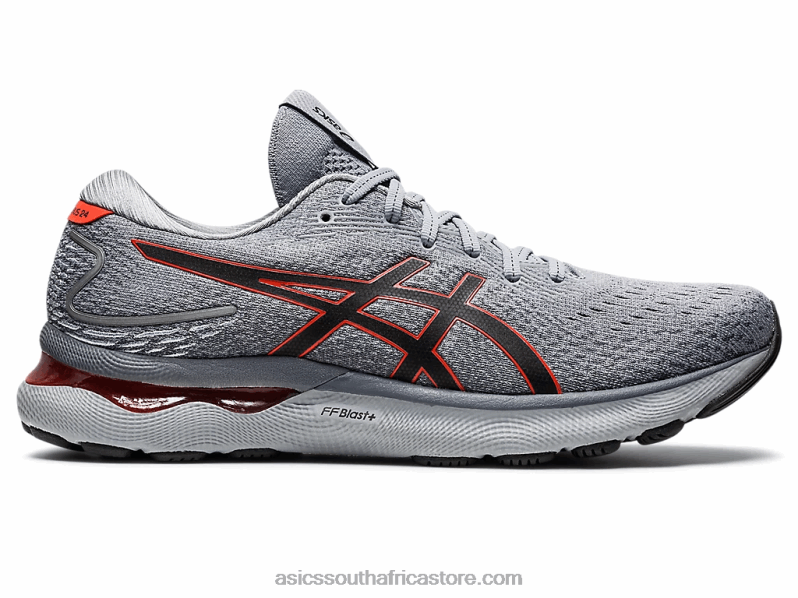 Men Asics Gel-Nimbus 24 LH4X0908 Sheet Rock/Cherry Tomato