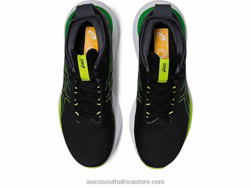 Men Asics Gel-Nimbus 25 LH4X0339 Black/Lime Zest
