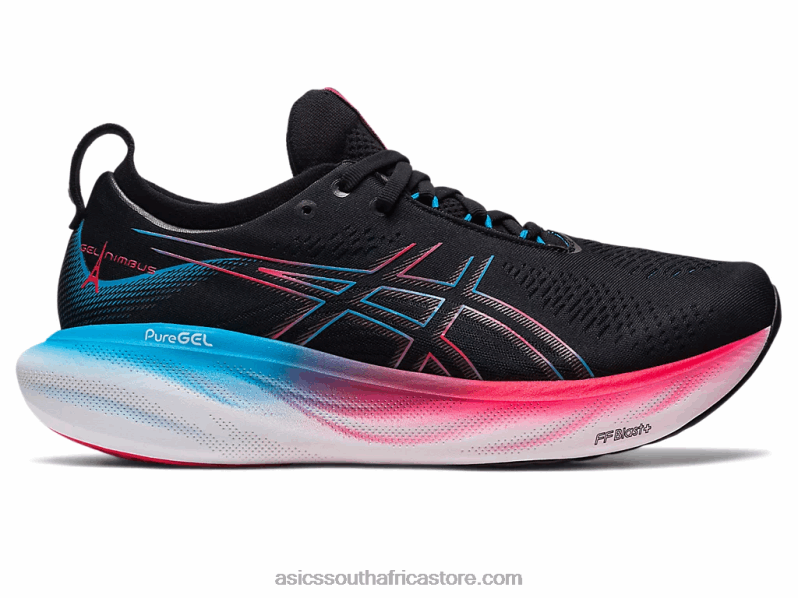 Men Asics Gel-Nimbus 25 LH4X06 Black/Electric Red