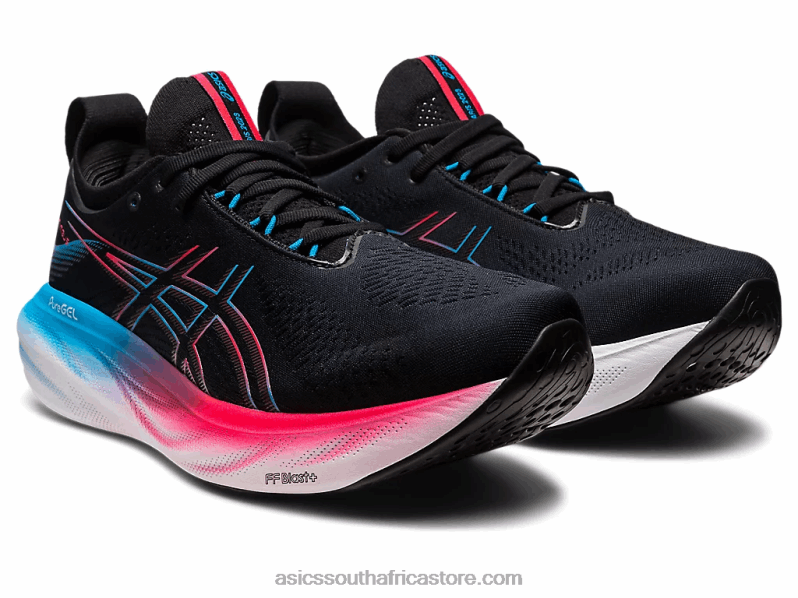 Men Asics Gel-Nimbus 25 LH4X06 Black/Electric Red