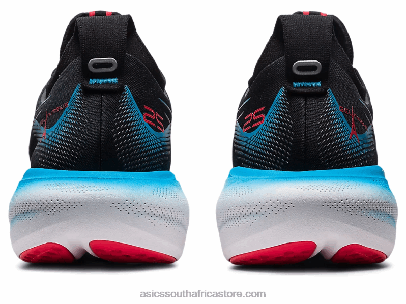 Men Asics Gel-Nimbus 25 LH4X06 Black/Electric Red