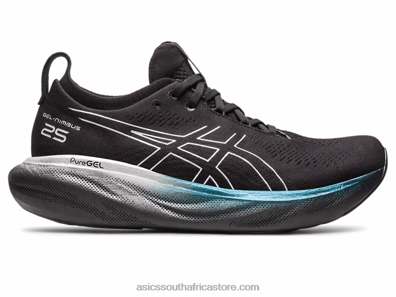 Men Asics Gel-Nimbus 25 Platinum LH4X0342 Black/Pure Silver