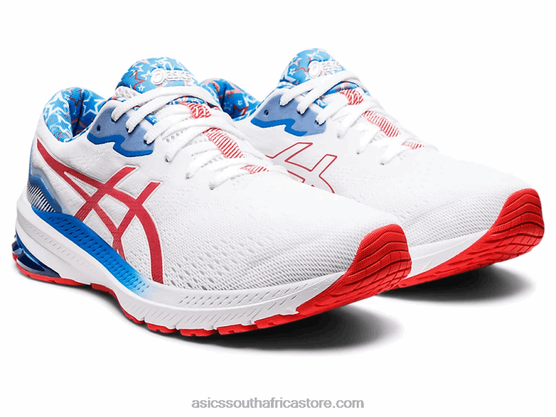 Men Asics Gt-1000 11 LH4X01278 White/Electric Red