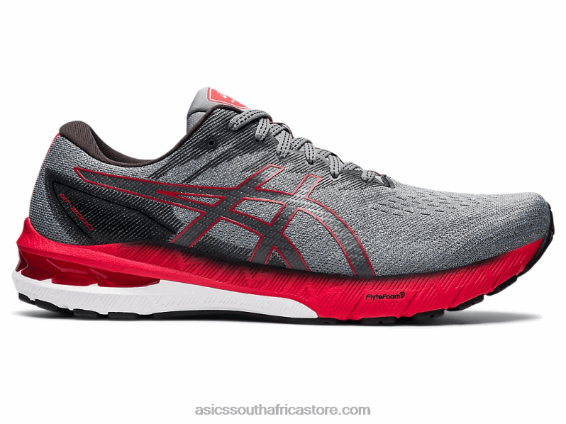 Men Asics Gt-2000 10 LH4X01646 Mid Grey/Electric Red