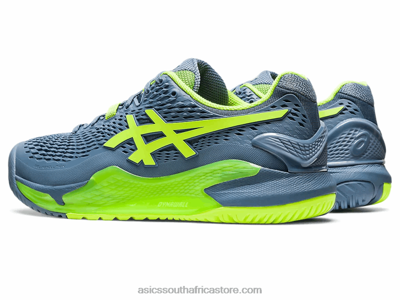 Men Asics Gel-Resolution 9 Wide LH4X0364 Steel Blue/Hazard Green