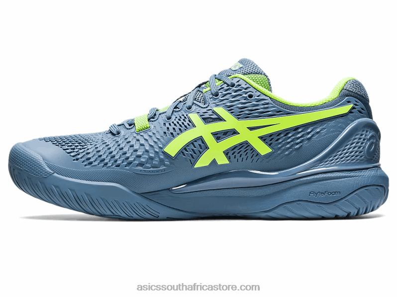 Men Asics Gel-Resolution 9 Wide LH4X0364 Steel Blue/Hazard Green