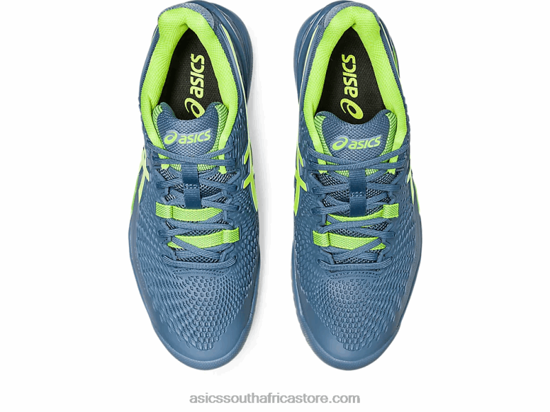 Men Asics Gel-Resolution 9 Wide LH4X0364 Steel Blue/Hazard Green