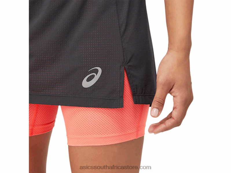 Women Asics Fujitrail Skort LH4X03845 Graphite Grey/Blazing Coral