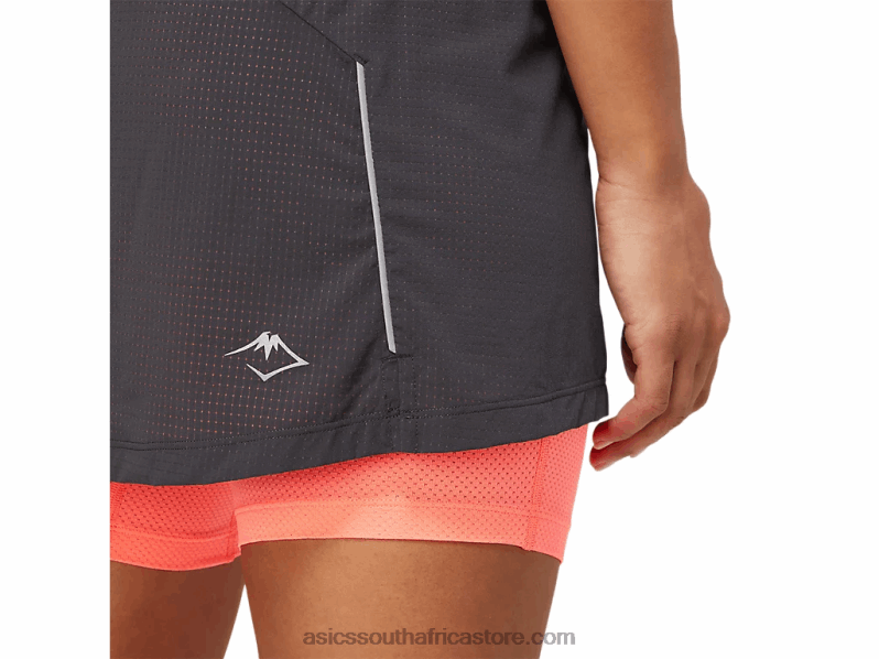 Women Asics Fujitrail Skort LH4X03845 Graphite Grey/Blazing Coral