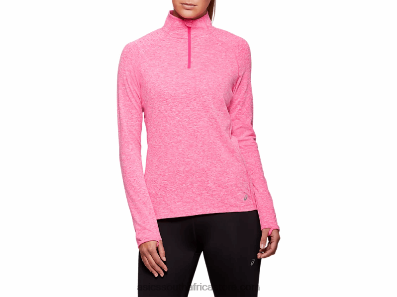 Women Asics Dorai Quarter Zip Top LH4X04206 Pink Glo Heather