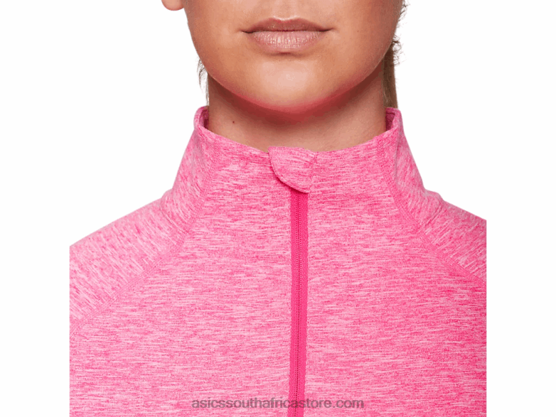 Women Asics Dorai Quarter Zip Top LH4X04206 Pink Glo Heather