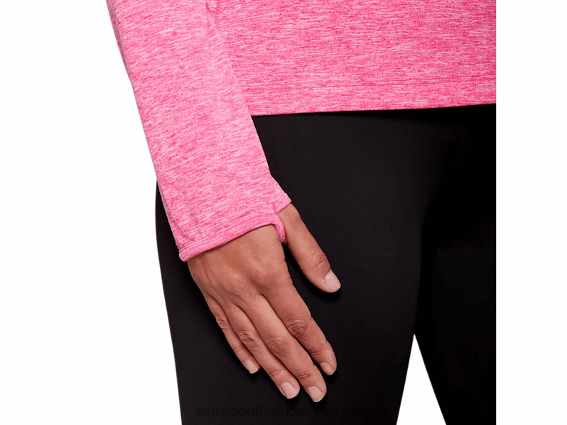 Women Asics Dorai Quarter Zip Top LH4X04206 Pink Glo Heather