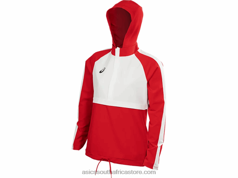 Women Asics Stretch Woven Track Top LH4X04090 Team Red/Team White