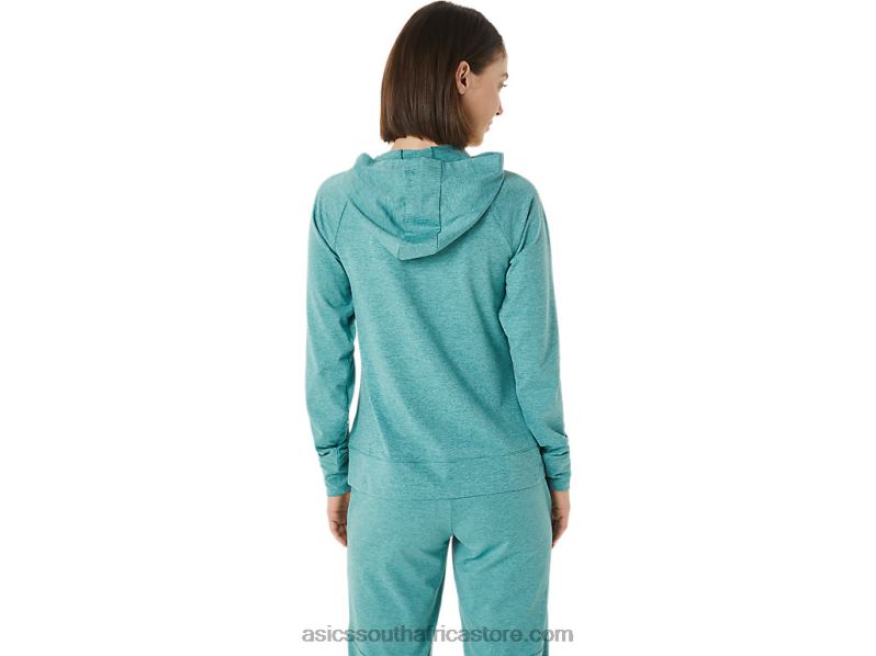 Women Asics Tech Full Zip Hoodie LH4X03265 Sage Spacedye