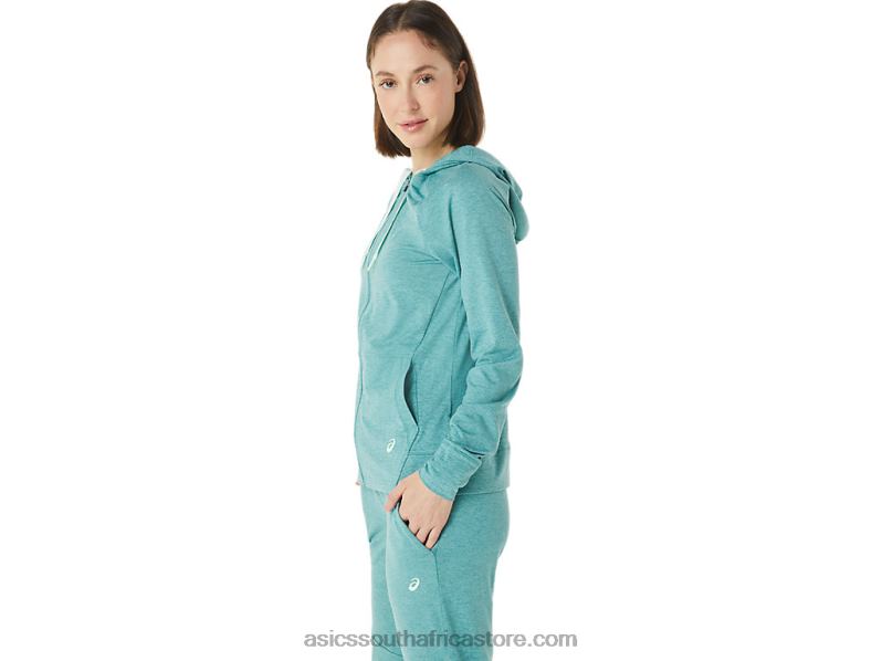 Women Asics Tech Full Zip Hoodie LH4X03265 Sage Spacedye