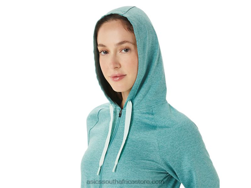 Women Asics Tech Full Zip Hoodie LH4X03265 Sage Spacedye