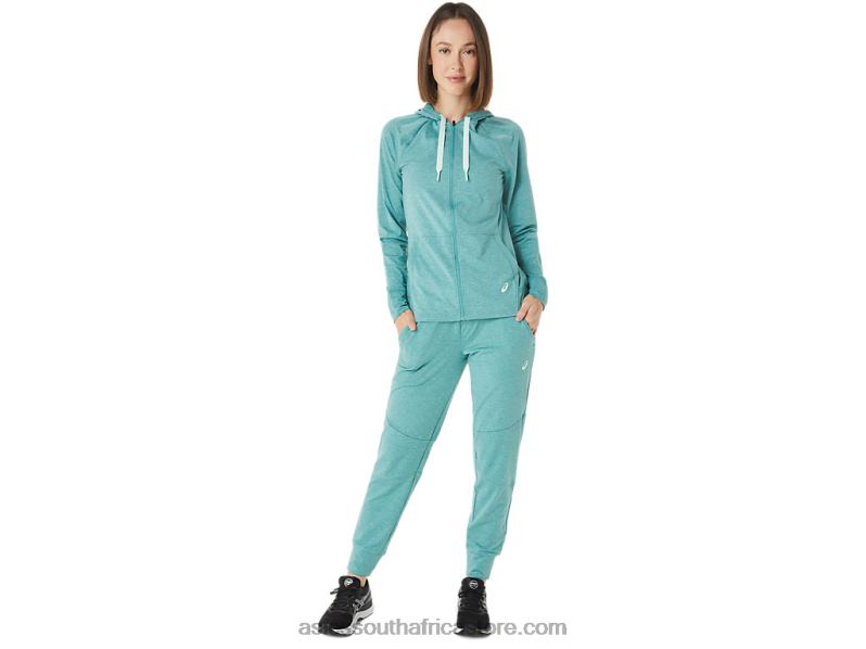 Women Asics Tech Full Zip Hoodie LH4X03265 Sage Spacedye
