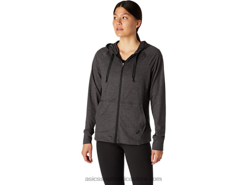 Women Asics Tech Full Zip Hoodie LH4X04097 Dark Grey Heather