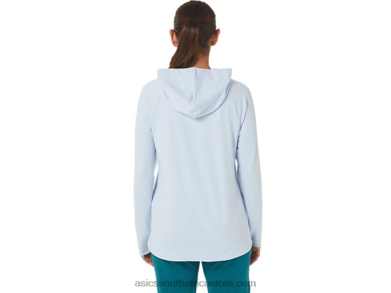 Women Asics Tech Pullover Hoodie LH4X02767 Soft Sky Spacedye