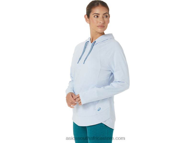 Women Asics Tech Pullover Hoodie LH4X02767 Soft Sky Spacedye