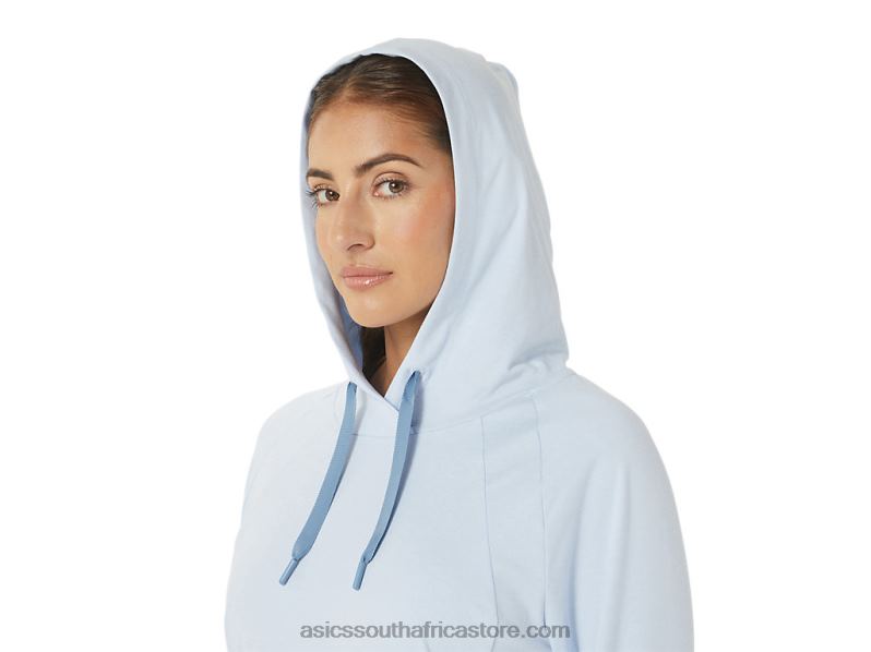 Women Asics Tech Pullover Hoodie LH4X02767 Soft Sky Spacedye