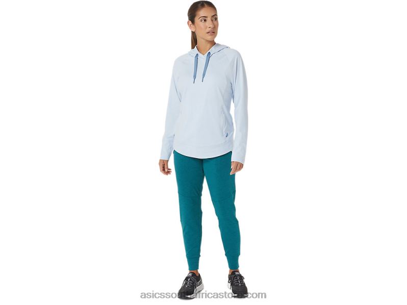 Women Asics Tech Pullover Hoodie LH4X02767 Soft Sky Spacedye