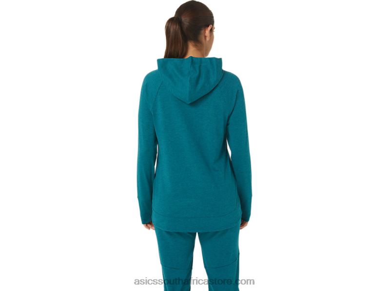 Women Asics Tech Pullover Hoodie LH4X02820 Velvet Pine Spacedye