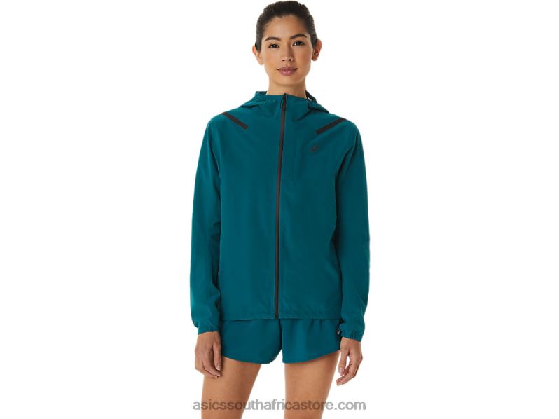 Women Asics Accelerate Waterproof 2.0 Jacket LH4X03076 Velvet Pine