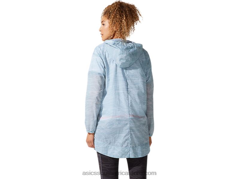 Women Asics Airy Woven Long Jacket LH4X04029 Smoke Blue