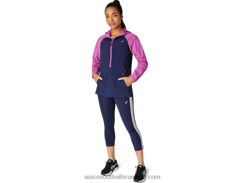 Women Asics Anorak Jacket LH4X04114 Digital Grape/Peacoat