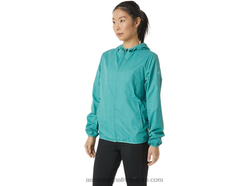 Women Asics Packable Jacket LH4X03385 Sage Spacedye/Clear Blue