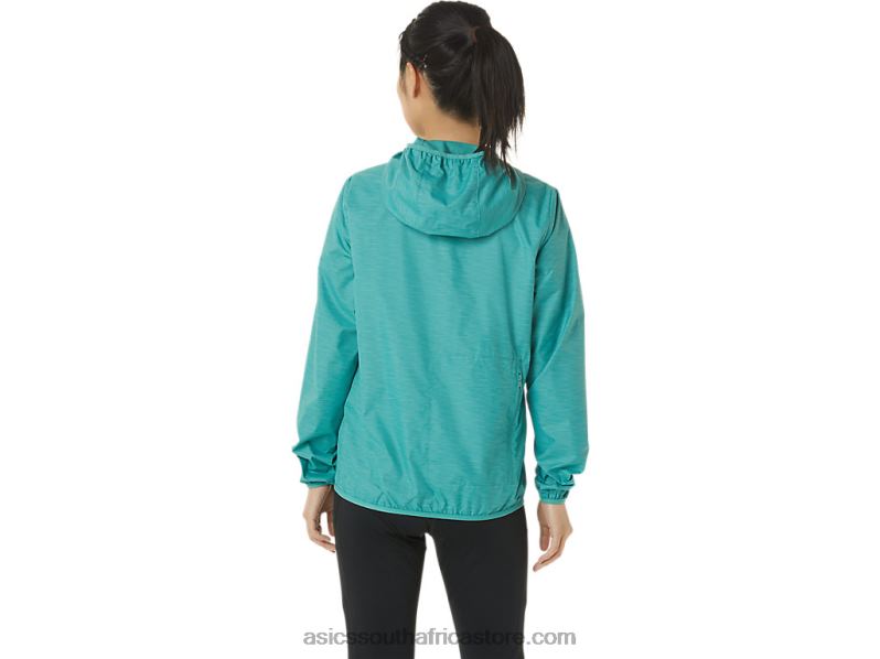 Women Asics Packable Jacket LH4X03385 Sage Spacedye/Clear Blue