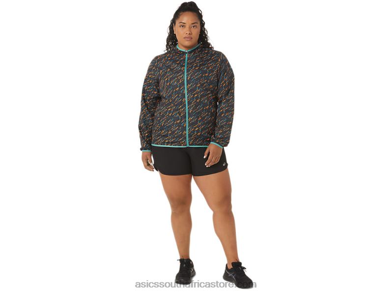 Women Asics Packable Jacket LH4X03399 Night Shade/Sage Print