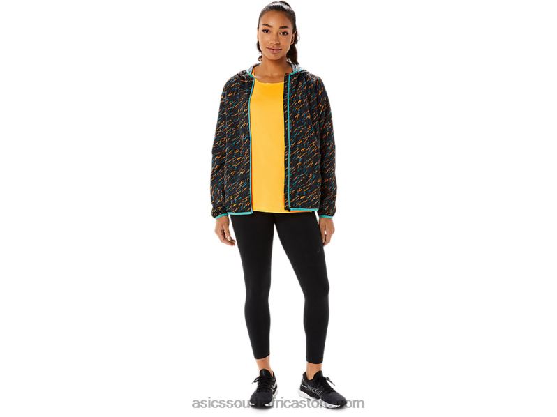 Women Asics Packable Jacket LH4X03399 Night Shade/Sage Print