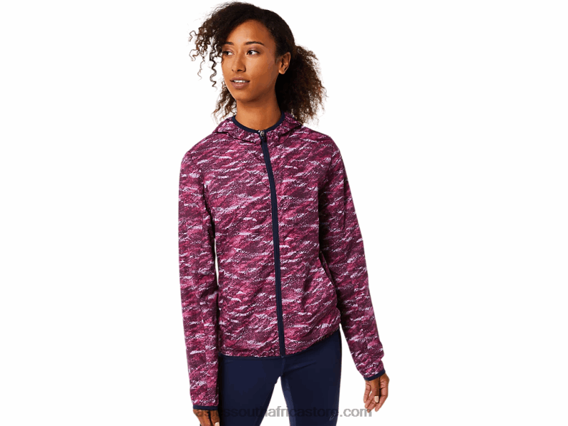 Women Asics Packable Jacket LH4X03718 Deep Mars Print/Peacoat