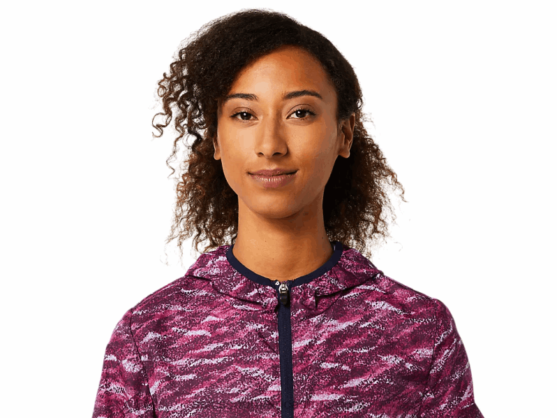 Women Asics Packable Jacket LH4X03718 Deep Mars Print/Peacoat